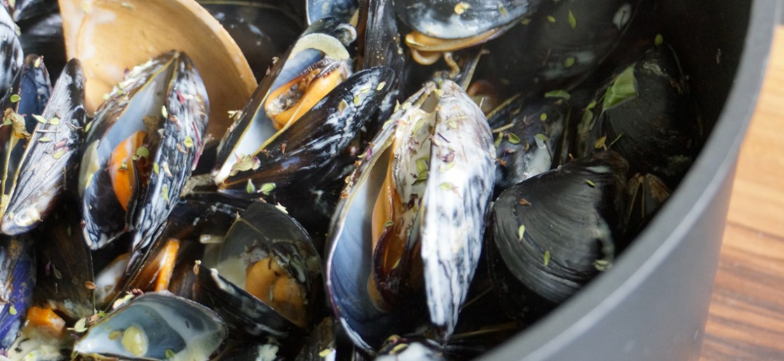 moules au curry et lait de coco