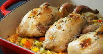 Cailles rôties au miel et épices avec légumes fondants cailles au four herve cuisine