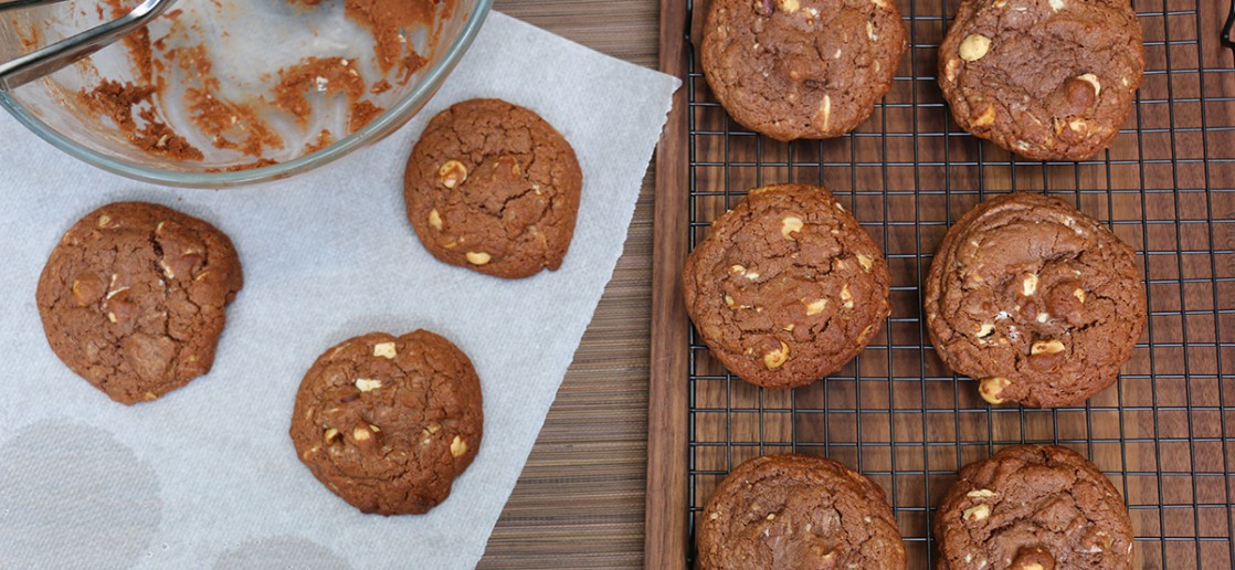 Recette de cookies protéinés fourrés double chocolat