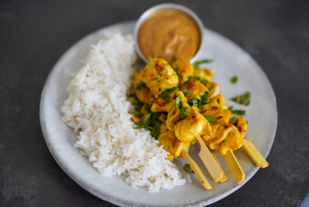 riz coco poulet satay