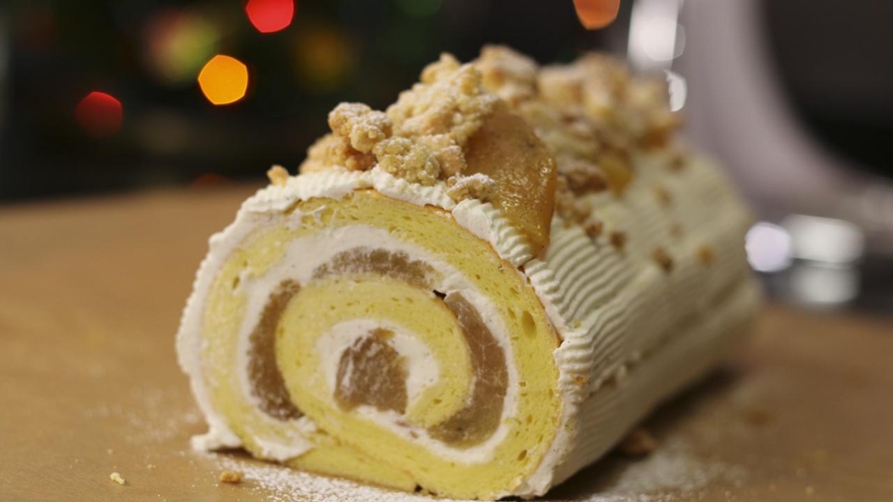 recette de la buche de noel crumble aux pommes hervecuisine com