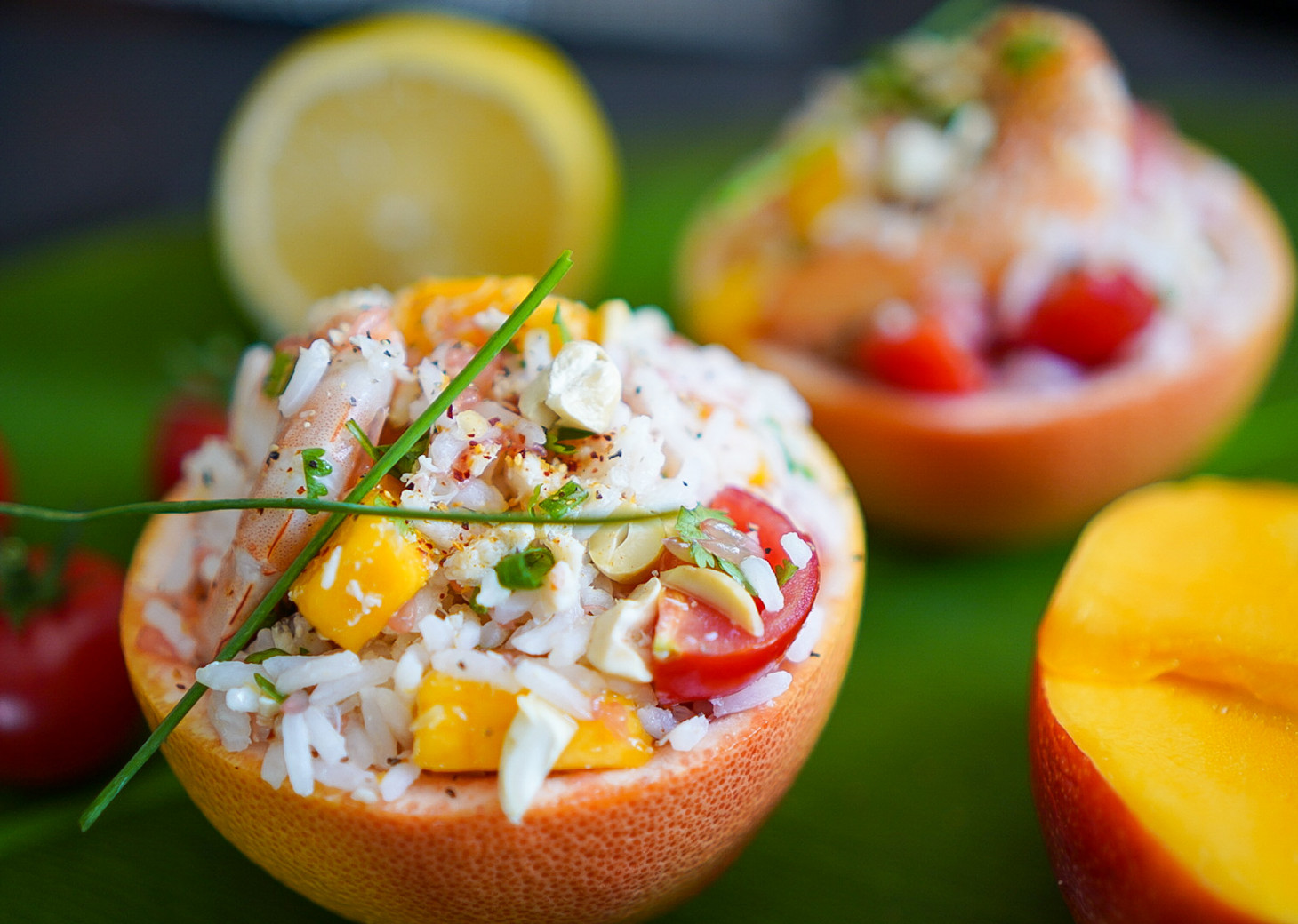 Recette du pamplemousse garni crabe crevettes