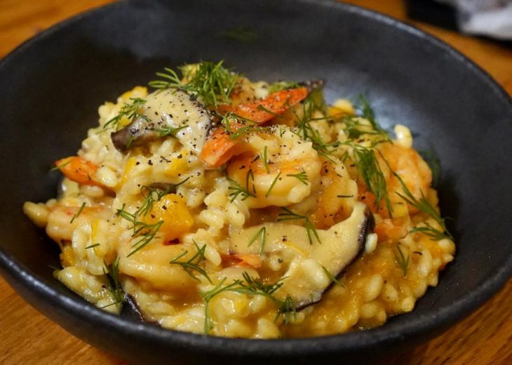 Risotto crevettes butternut