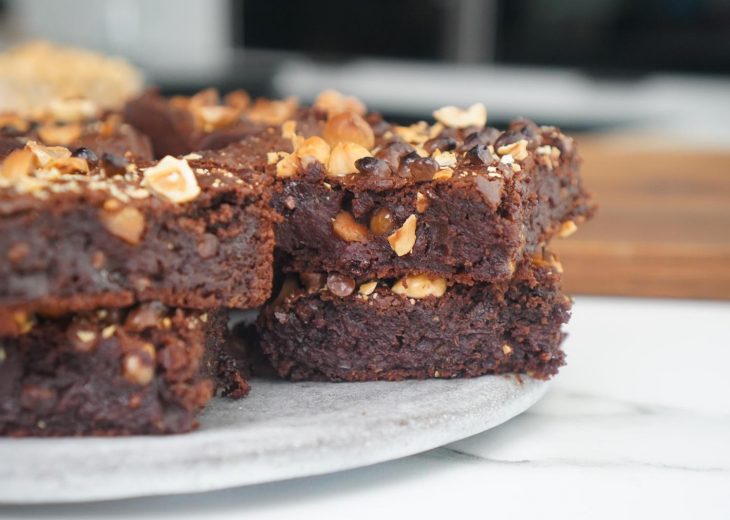 brownie haricots blancs chocolat noisettes d’hier soir Sans beurre, sans oeufs