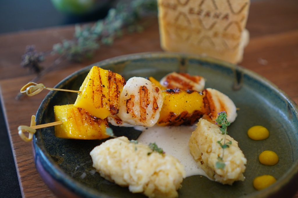 brochette saint jacques mangue