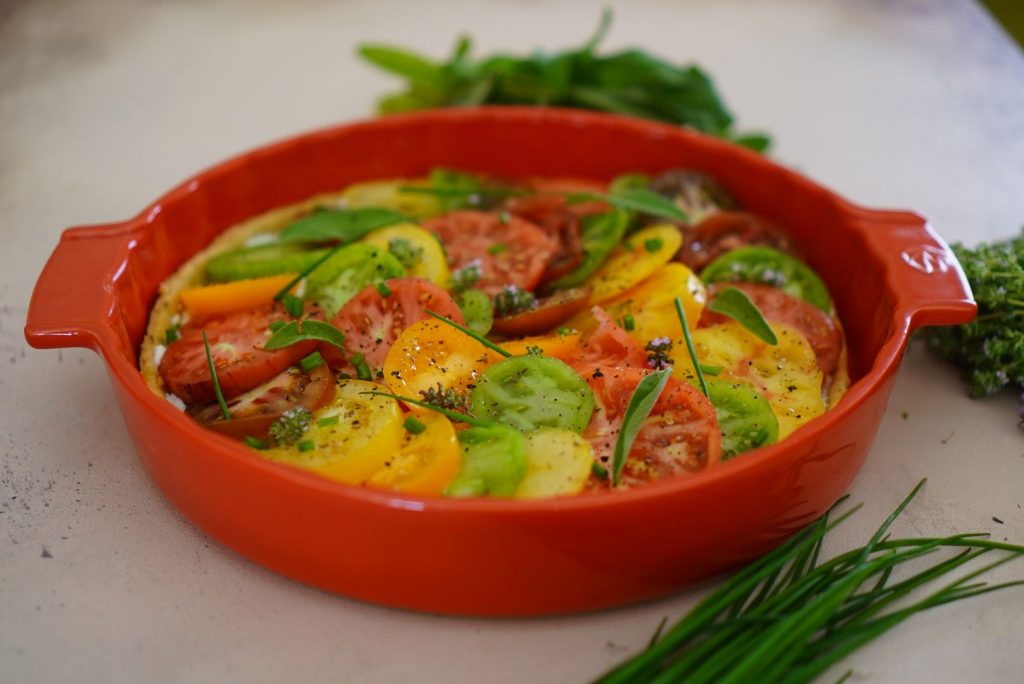 Tarte tomates et chèvre frais