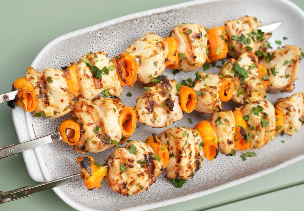 Brochette poulet carottes cumin