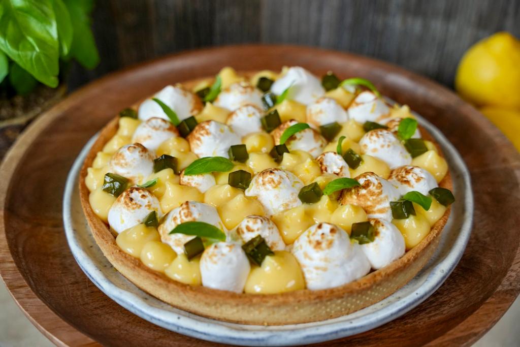 Recette de la tarte au citron et gelée de basilic