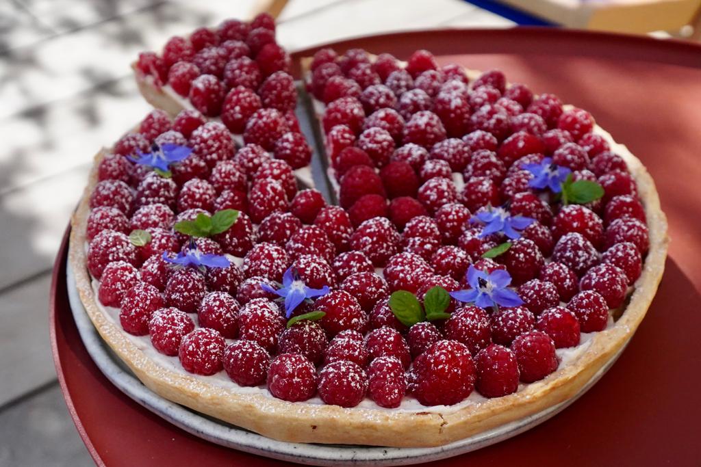 Recette de la tarte aux framboises mascarpone et crème de marrons