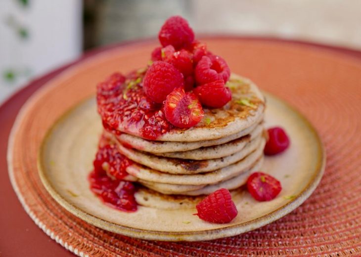 pancakes aux framboises sans œufs