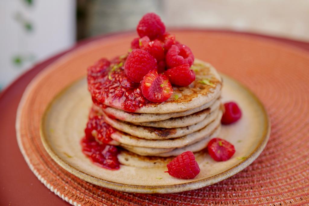 pancakes aux framboises sans œufs