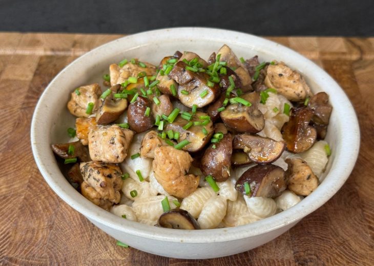 Pate creme oignon poulet champignons