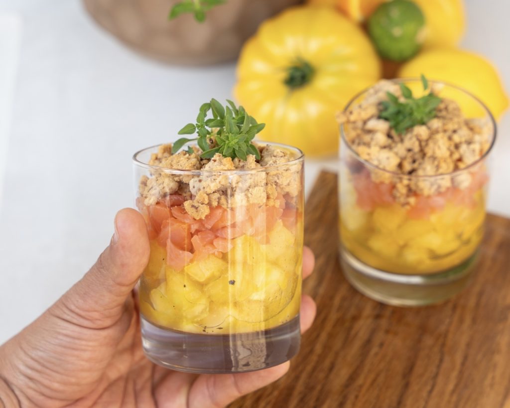 crumble salé tomate saumon