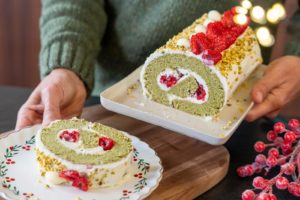 buche roulée framboise pistache